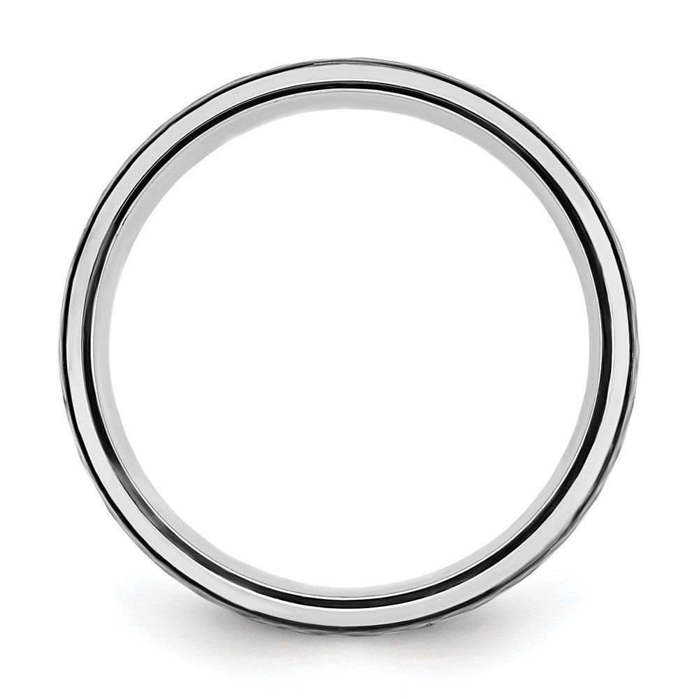 Chisel Cobalt Polished with Hammered Black IP-plated Center 8mm Band Size - 10