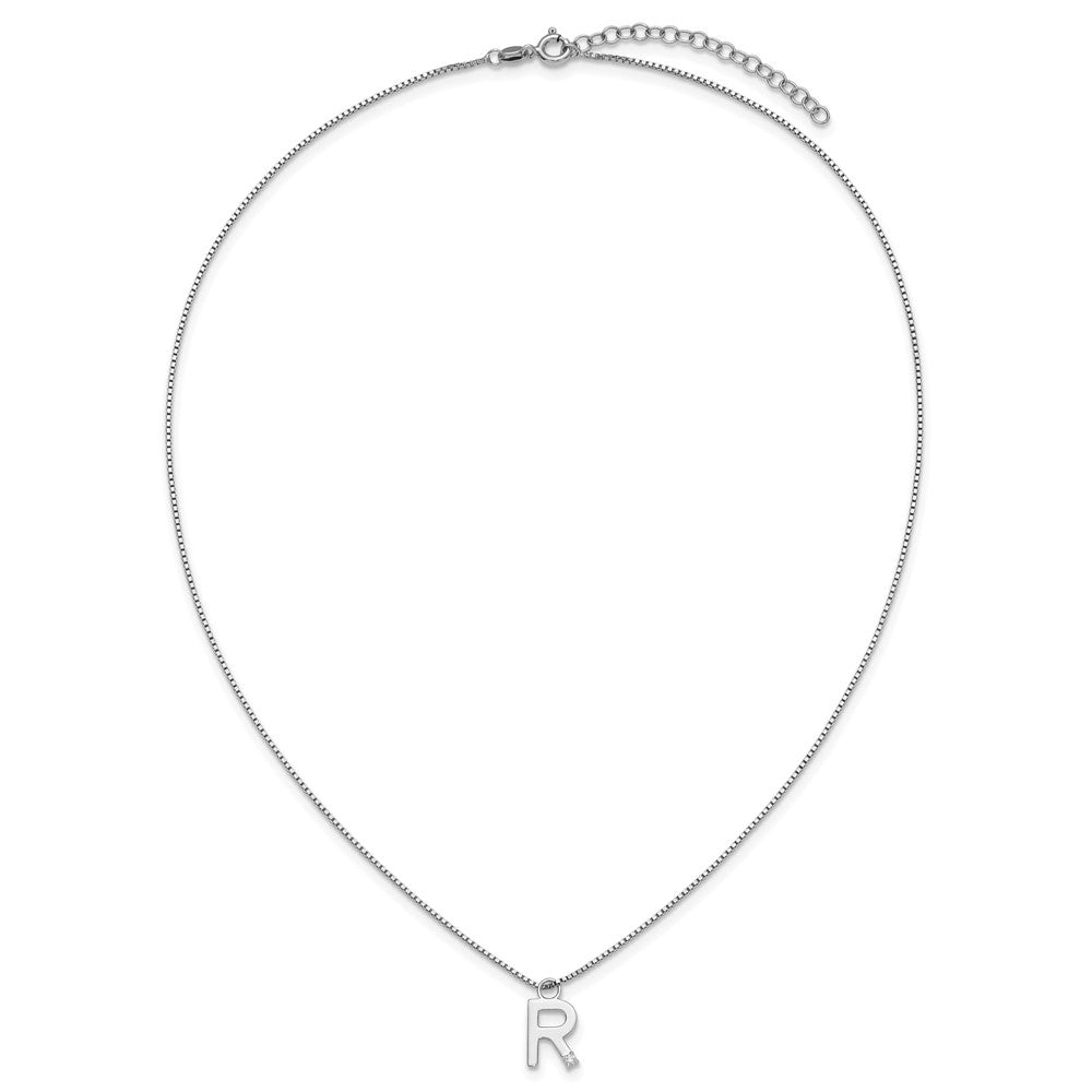White Ice Sterling Silver Rhodium-plated 18 inch Diamond Letter R Initial Necklace plus 2 inch Extender 18 Inches