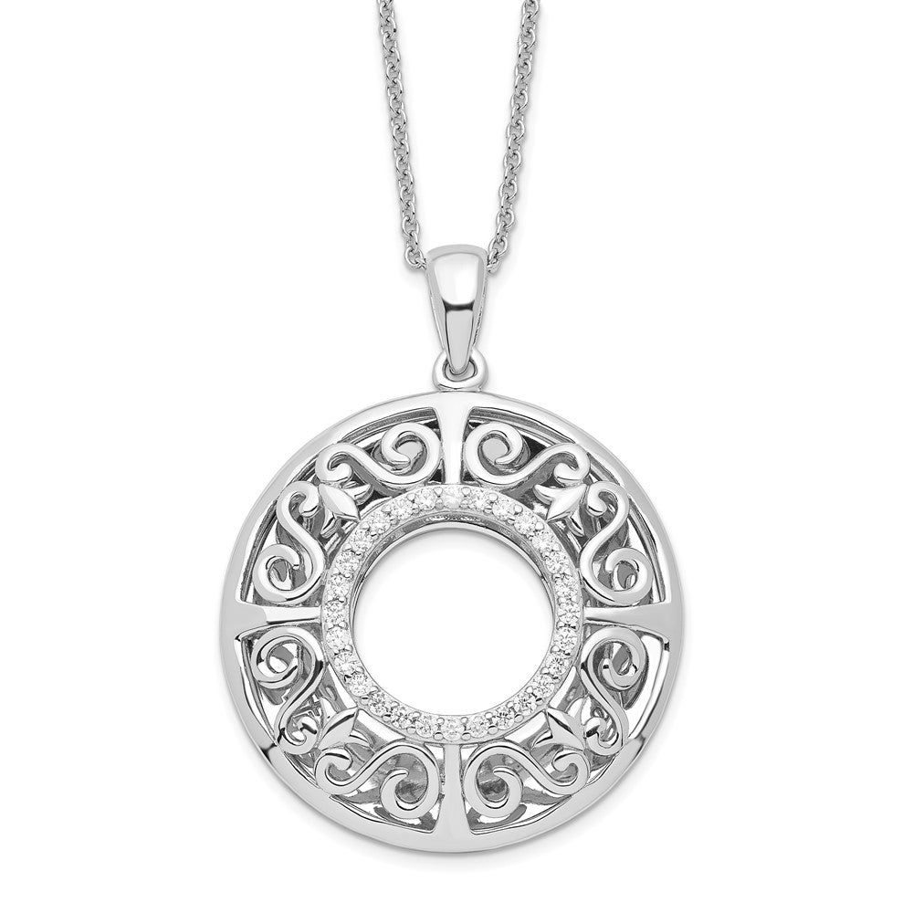 Sentimental Expressions Sterling Silver Gold-plated Antique CZ I Love You More Grandma 18in Necklace 18 Inches