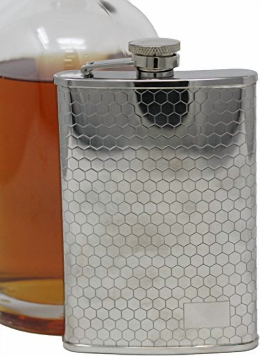 Stainless Steel Pocket Alcohol Liquor Flask in Etched Print