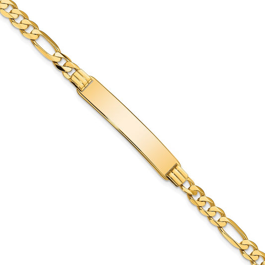 14k Flat Figaro Link ID Bracelet 8  inches