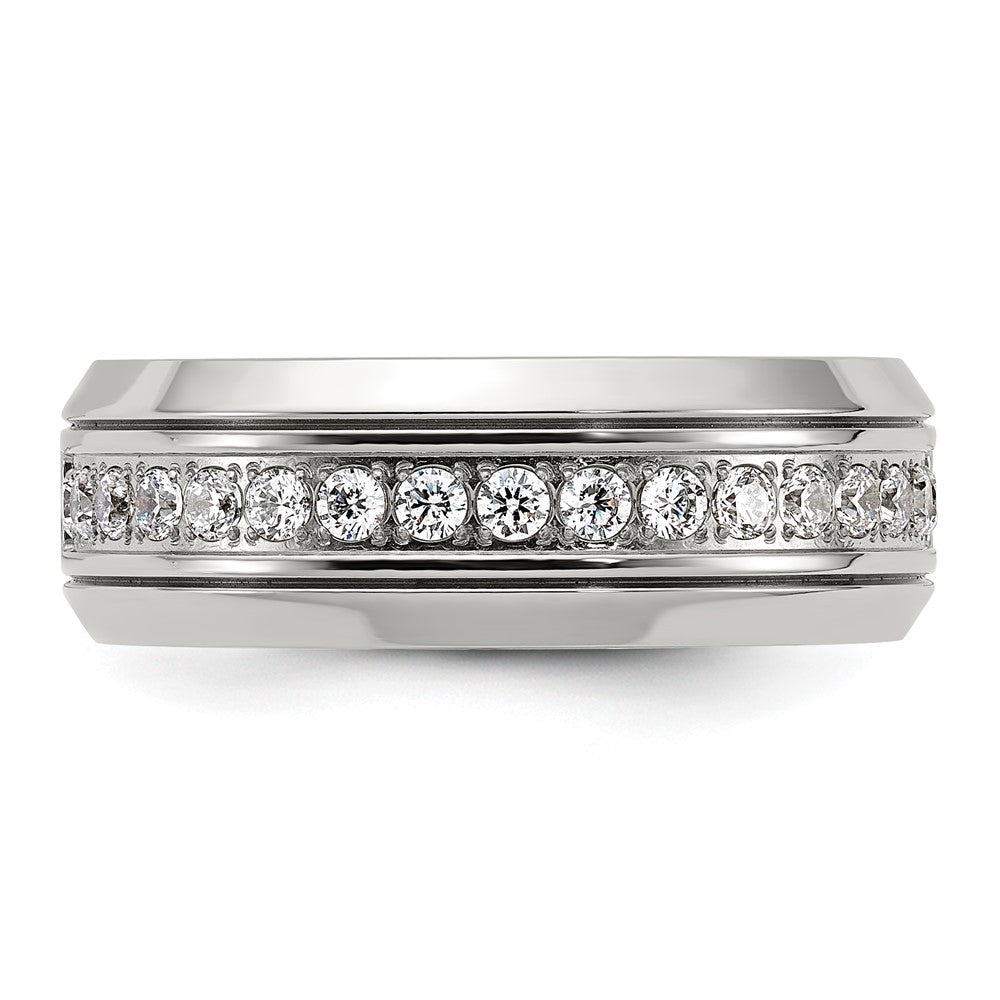 Chisel Titanium Polished with CZ 8mm Band Size - 8.5