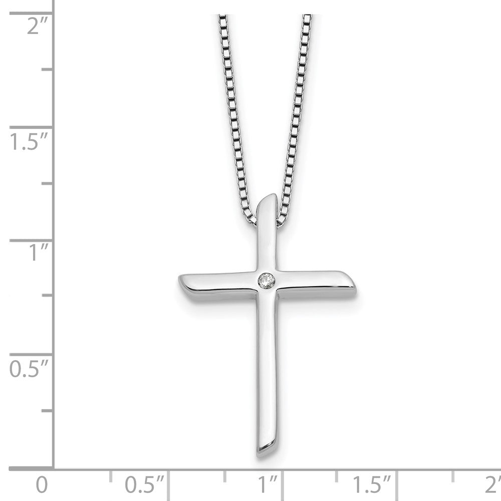 White Ice Sterling Silver Rhodium-plated 18 inch Diamond Cross Necklace plus 2 inch Extender 18 Inches