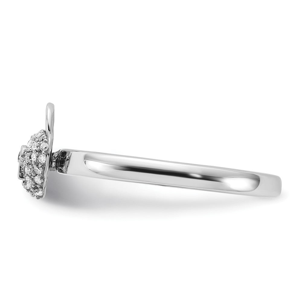 Sterling Silver Stackable Expressions Polished Diamond Heart Lock Ring Size -8