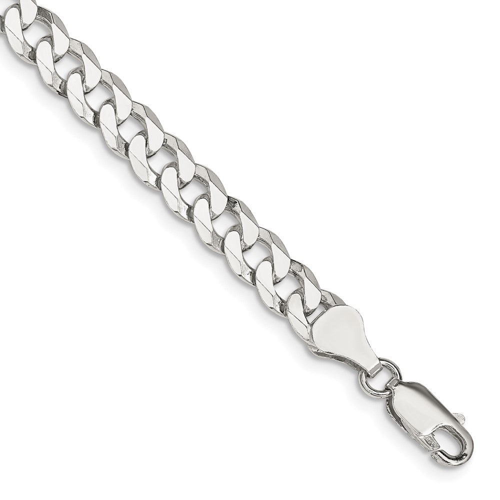 Sterling Silver 6mm Beveled Curb Chain 8 inches