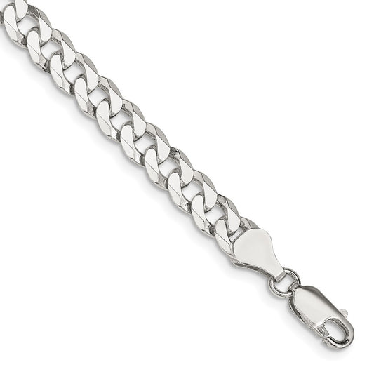 Sterling Silver 6mm Beveled Curb Chain 8 inches