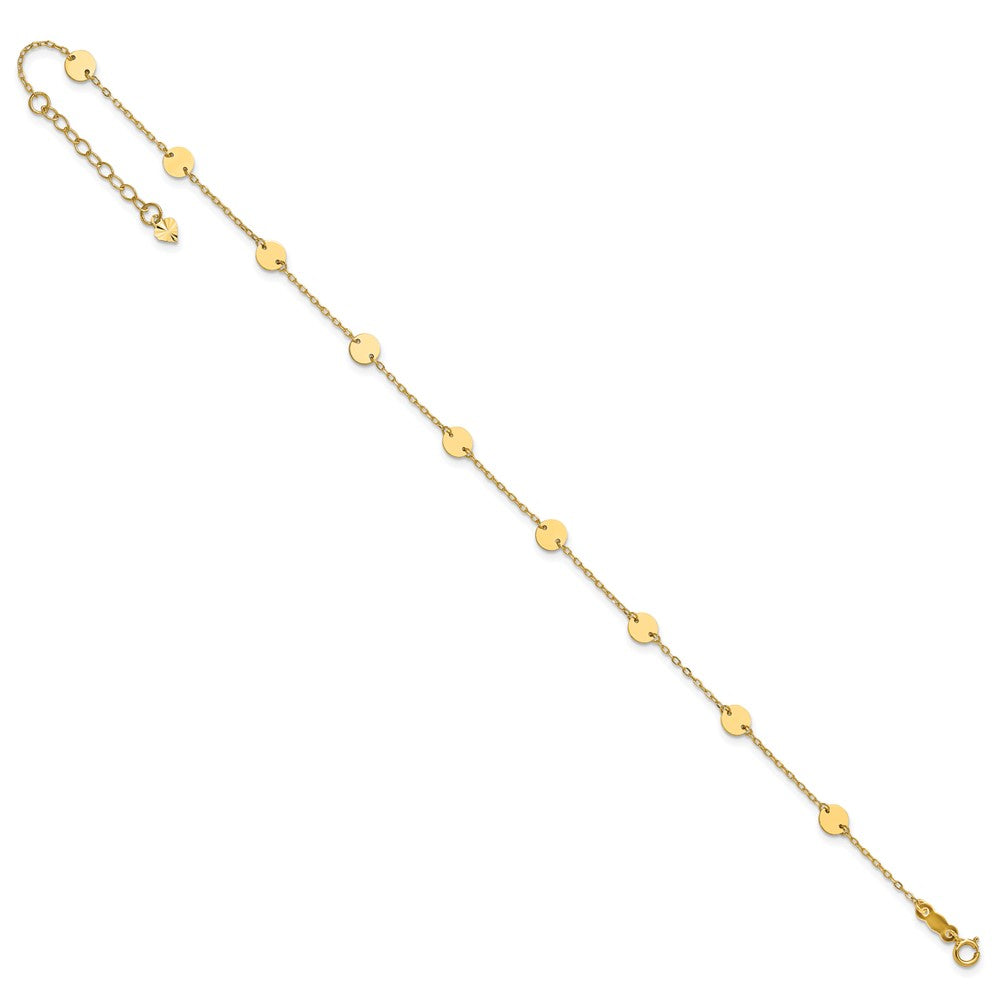 14K Polished Disc 9in Plus 1in ext. Anklet 9 inches