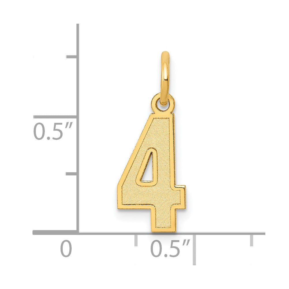 14k Small Satin Number 4 Charm