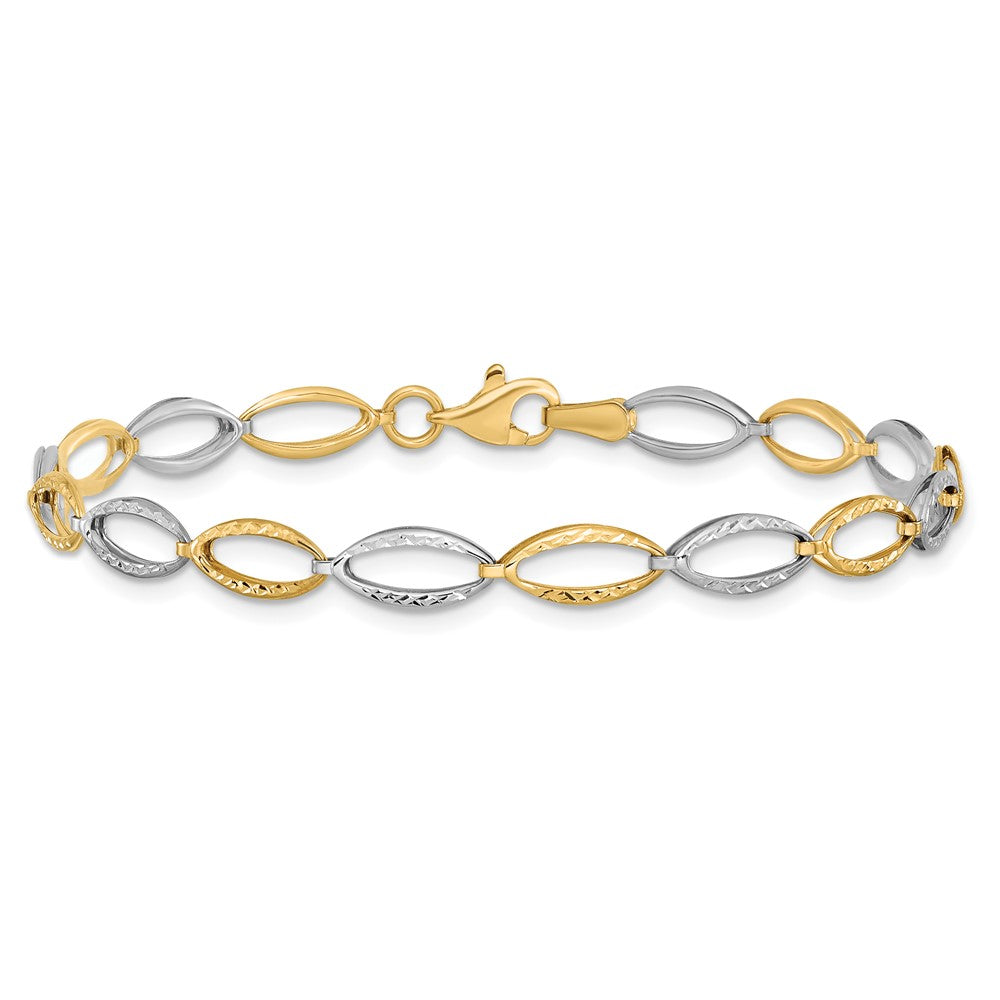 14K Two-tone D/C Bracelet 7  inches