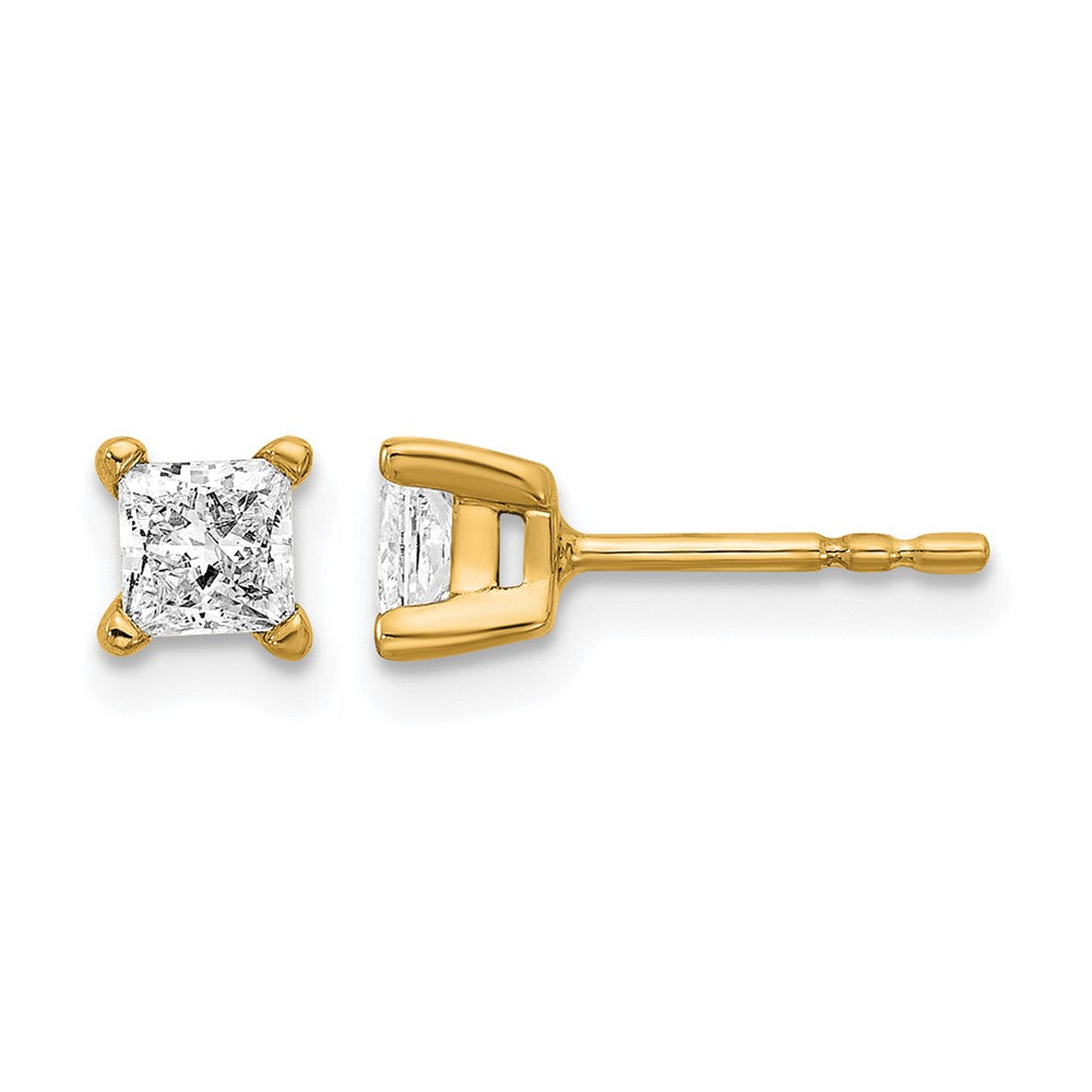 14K Gold 5/8 Carat Lab Grown Diamond VS/SI+ G+ Princess 4-Prong Complete Stud Earrings