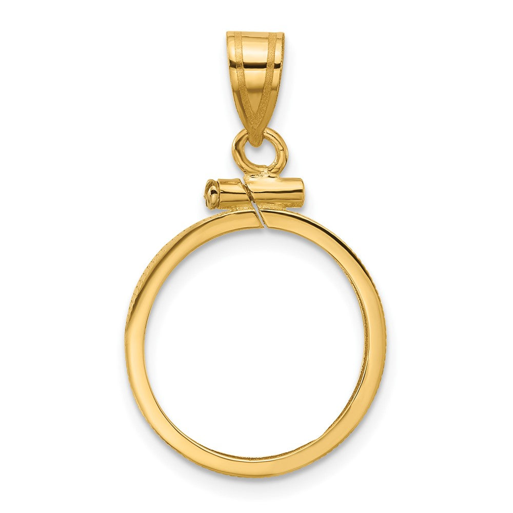 Wideband Distinguished Coin Jewelry 14k Polished 16.0mm x 1.35mm Screw Top Coin Bezel Pendant
