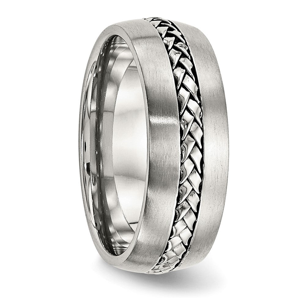 Stainless Steel Brushed and Polished Braided 8mm Band Size - 10