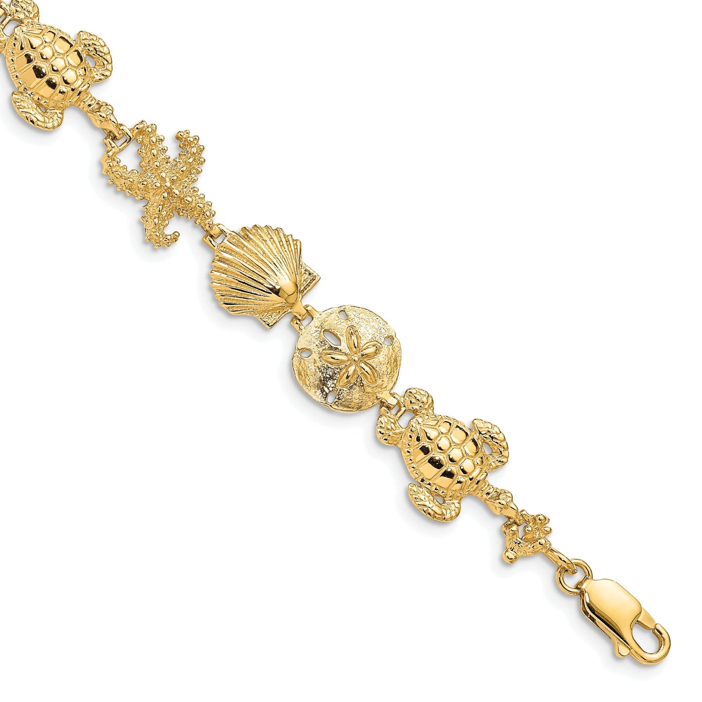 14k Polished Sea Life Theme 7.25 inch Bracelet