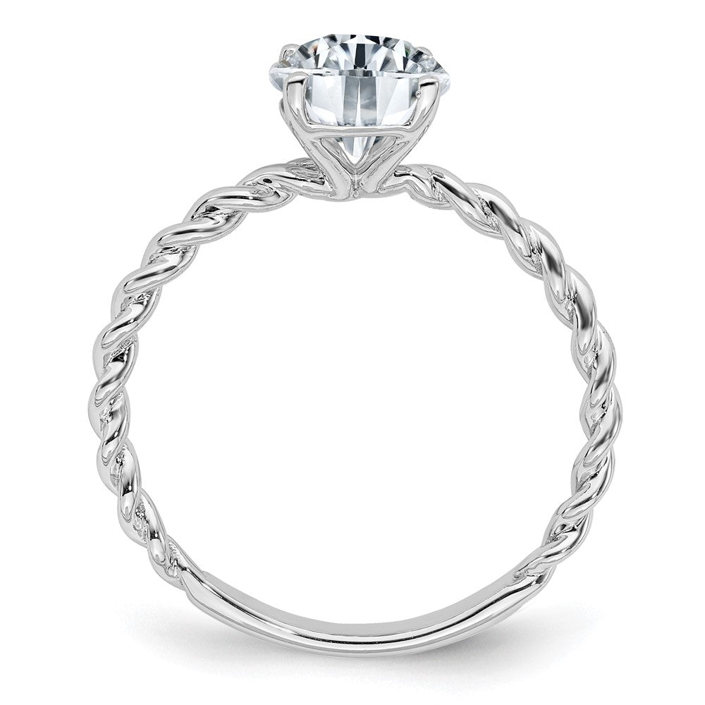 Sterling Silver Round Twisted Band CZ Engagement Ring