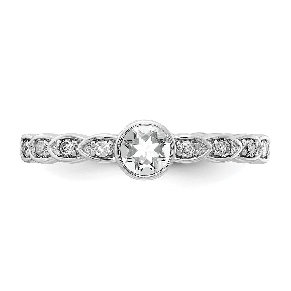 Sterling Silver White Topaz and Diamond Ring