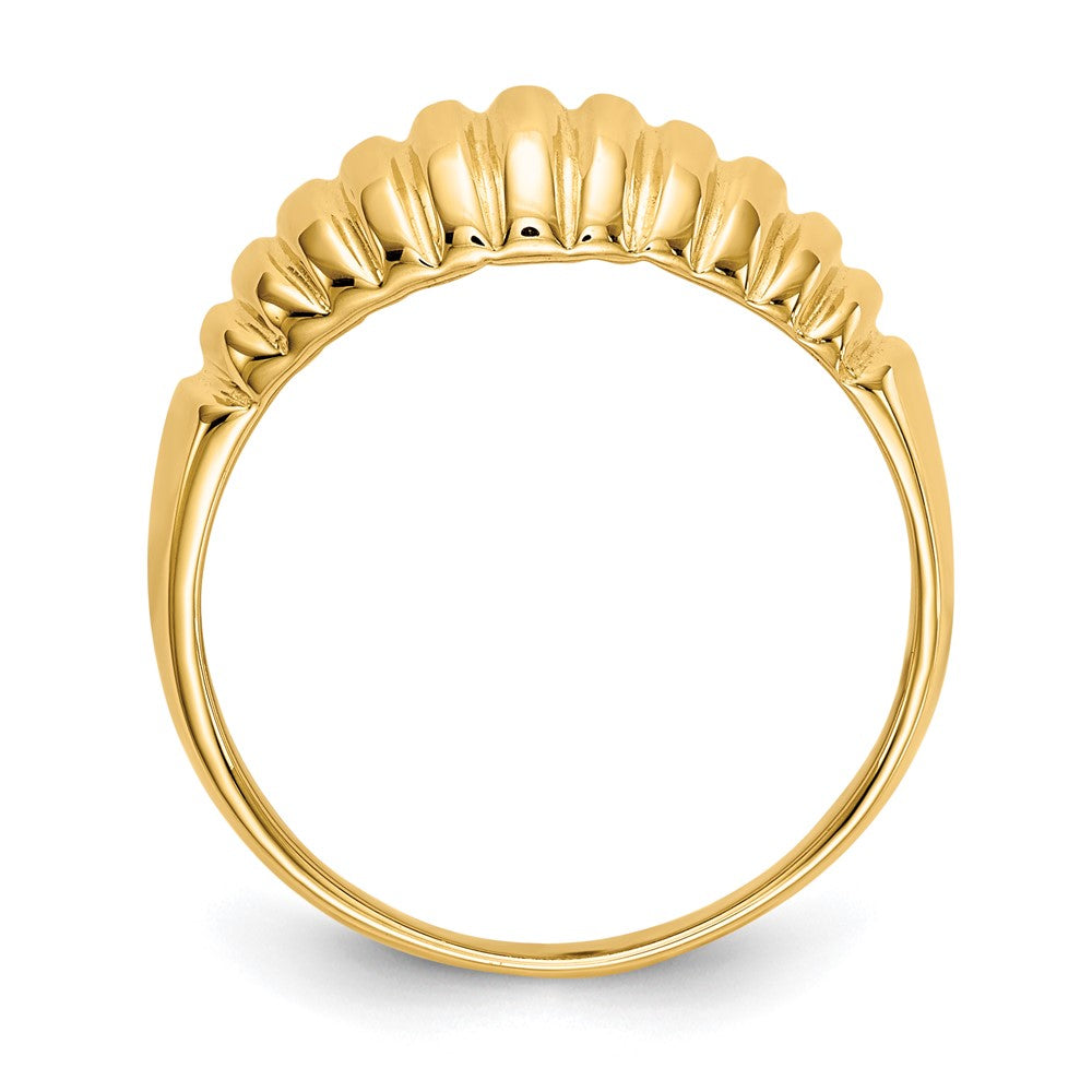 14k High Polished Ribbed Dome Ring Size 7