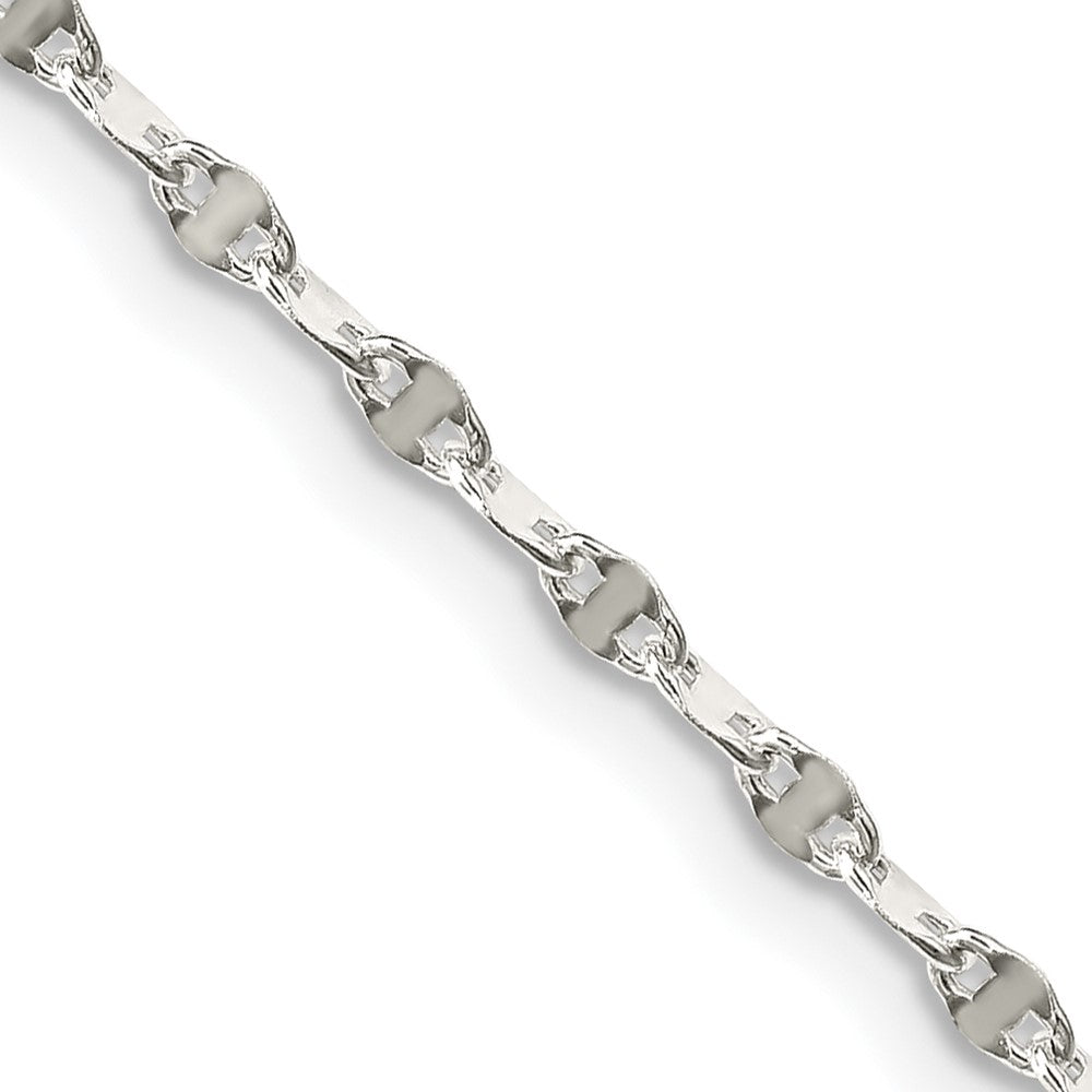 Sterling Silver 2.25mm Fancy Wave Flat Link Chain 24 Inches