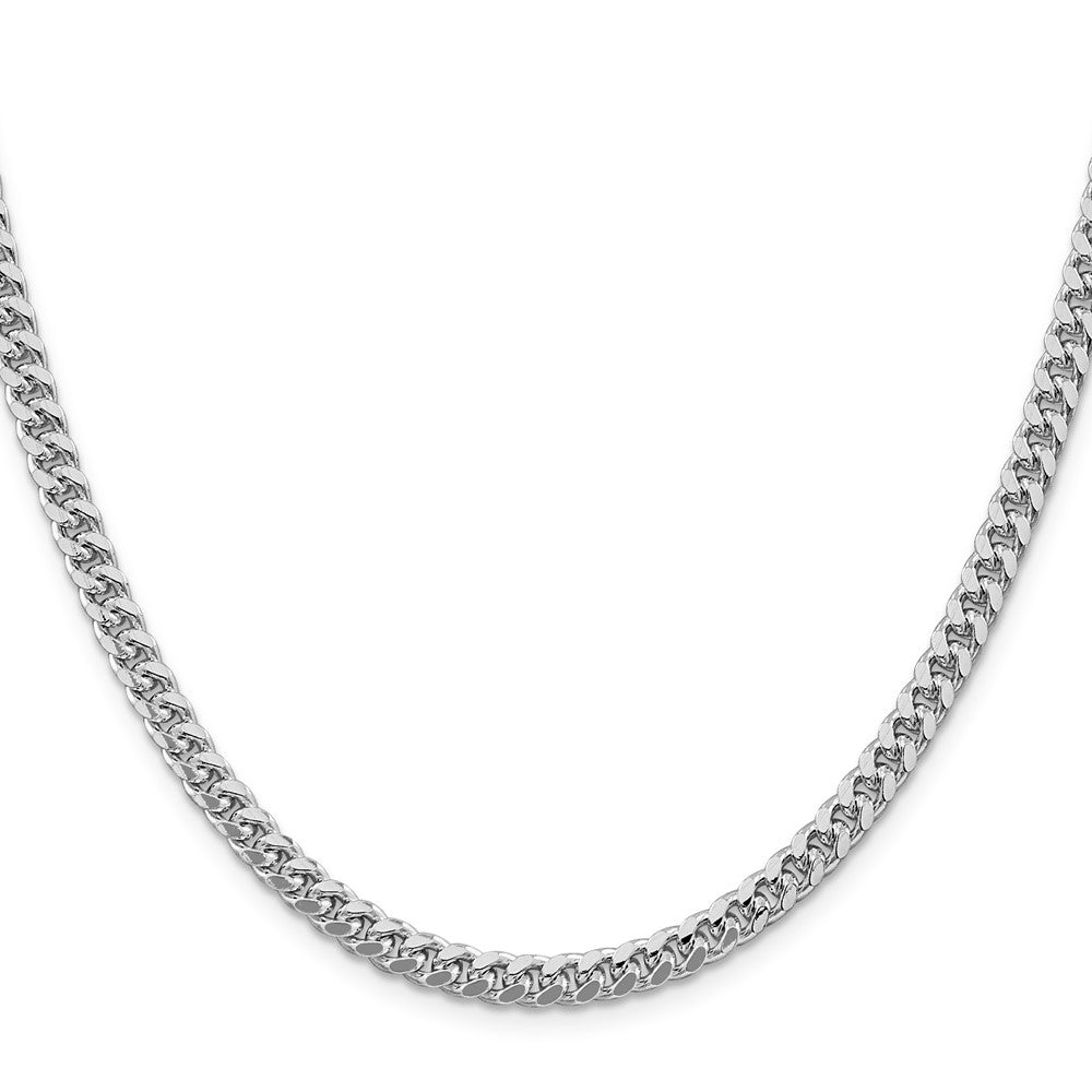 Sterling Silver Rhodium-plated 5mm Domed w/ Side D/C Curb Chain 22 Inches