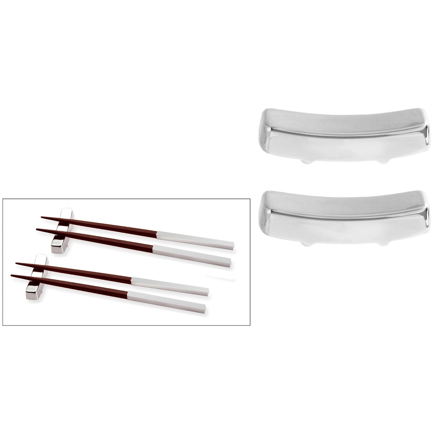 Natico Wood Chopsticks With Rests Honey/Silver 60-603SET