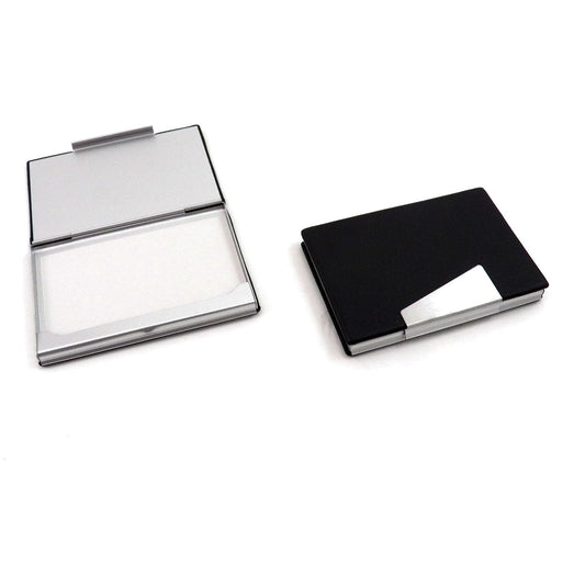 Bey-Berk Leather Business Card Case with Aluminum Trim Brown (D259B)