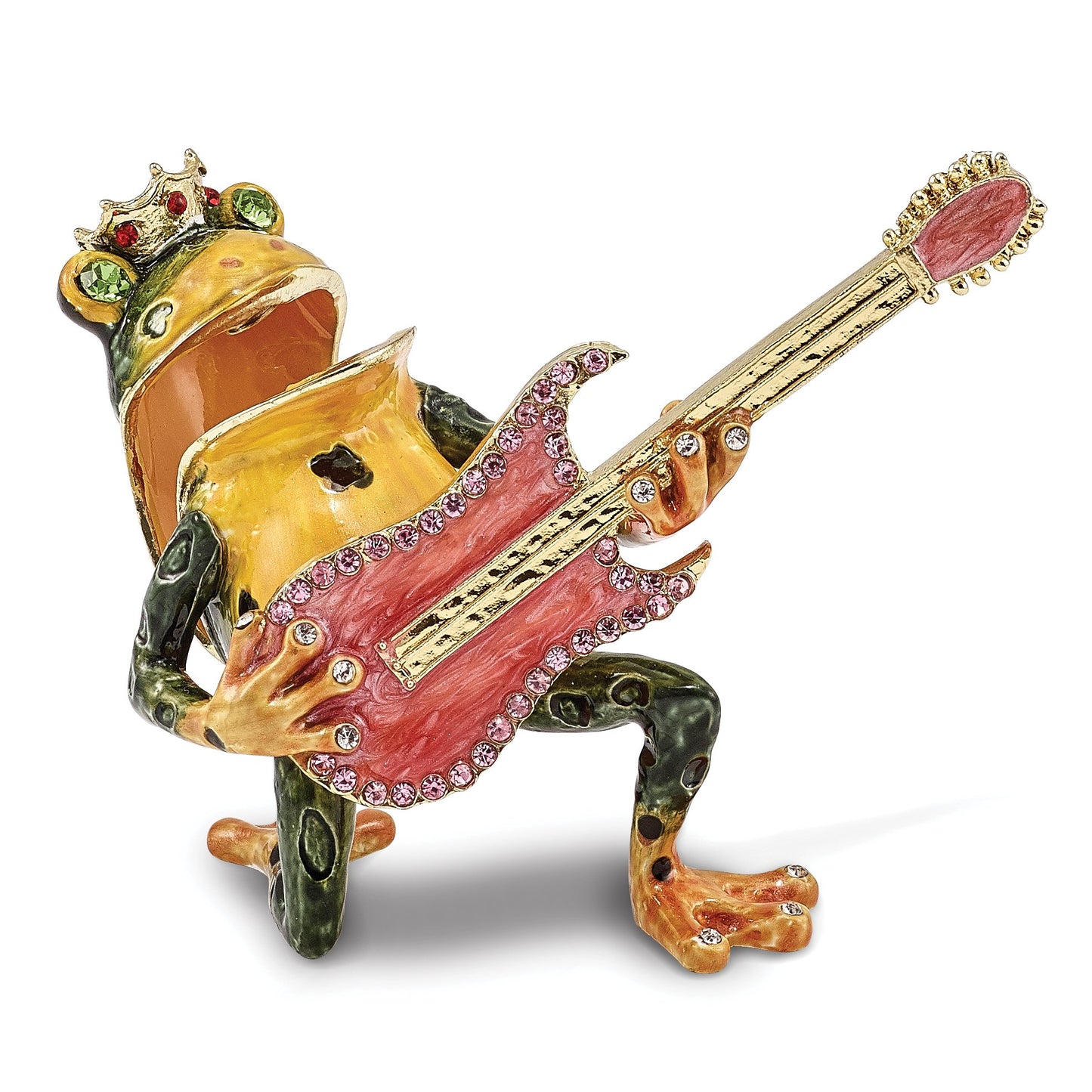 Versil Frog with Guitar Austrian Crystal Trinket Box from