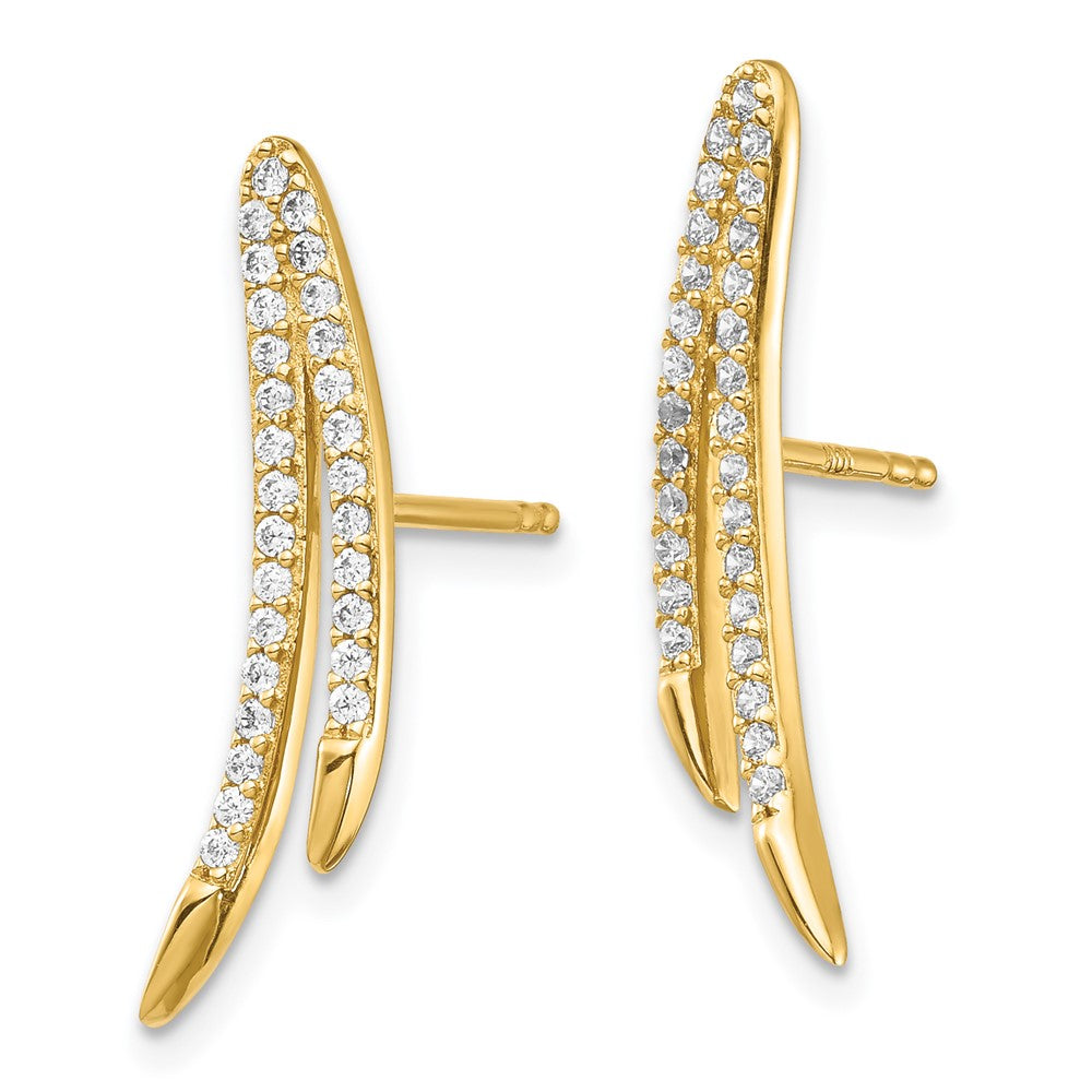 14K CZ Ear Climber Earrings