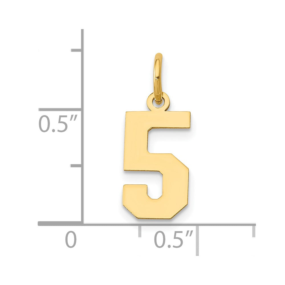 14k Small Polished Number 5 Charm