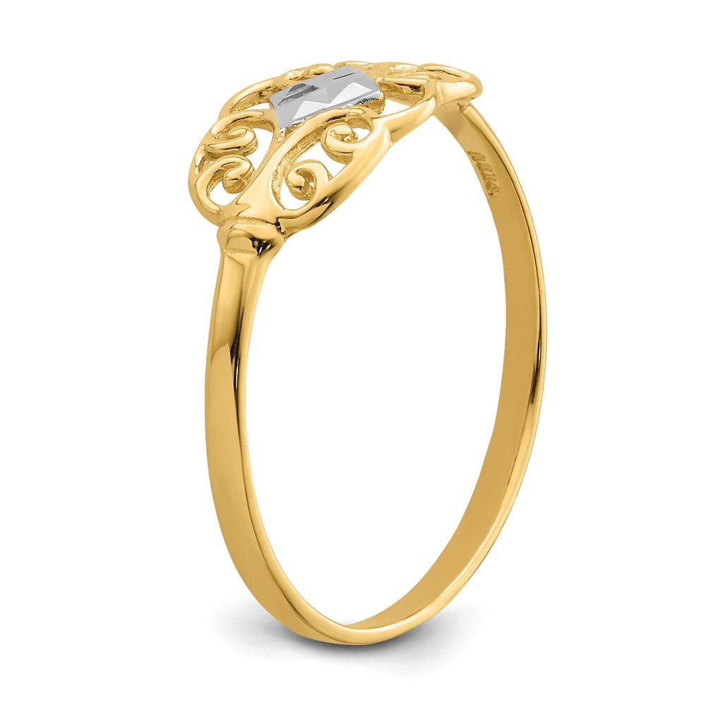 14K w/Rhodium Filigree Ring Size 7