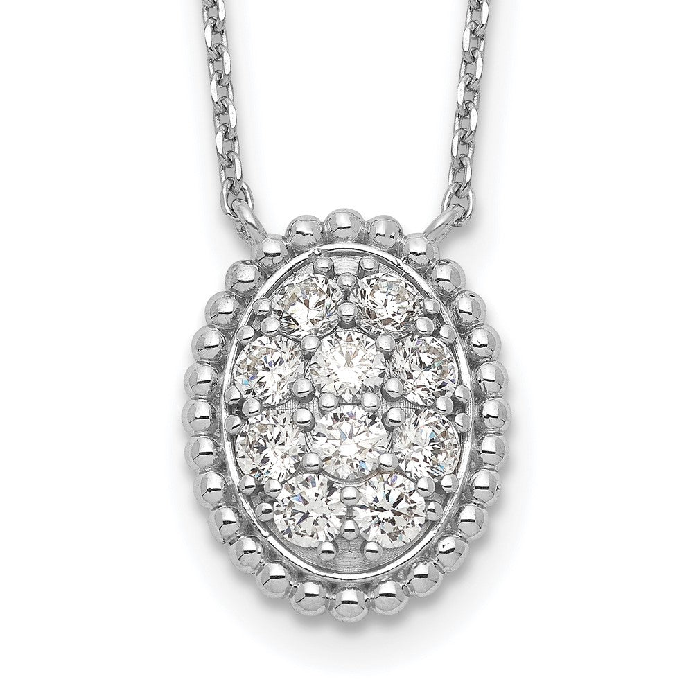 Sterling Shimmer Sterling Silver Rhodium-plated 18 inch 10 Stone Oval CZ Necklace 18 Inches
