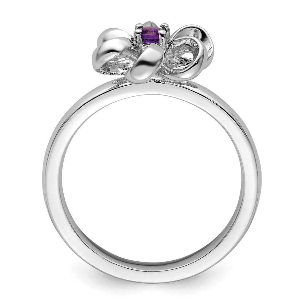 Sterling Silver Stackable Expressions Polished Amethyst Flower Ring Size -7
