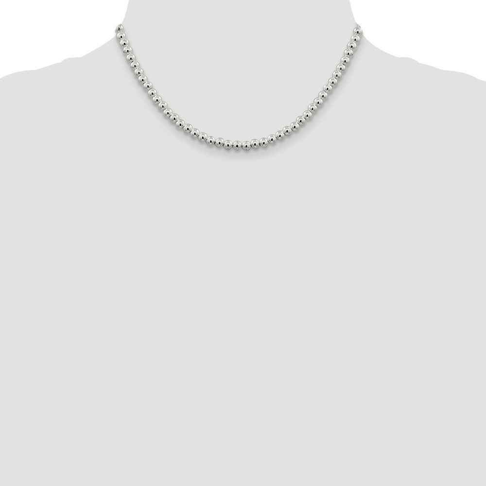 Sterling Silver 5mm Beads on Box Chain 16 Inches