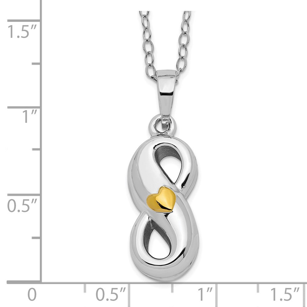 Sentimental Expressions Sterling Silver Rhodium-plated Gold-tone Heart Accent Infinite Love Ash Holder 18 Inch Necklace 18 Inches