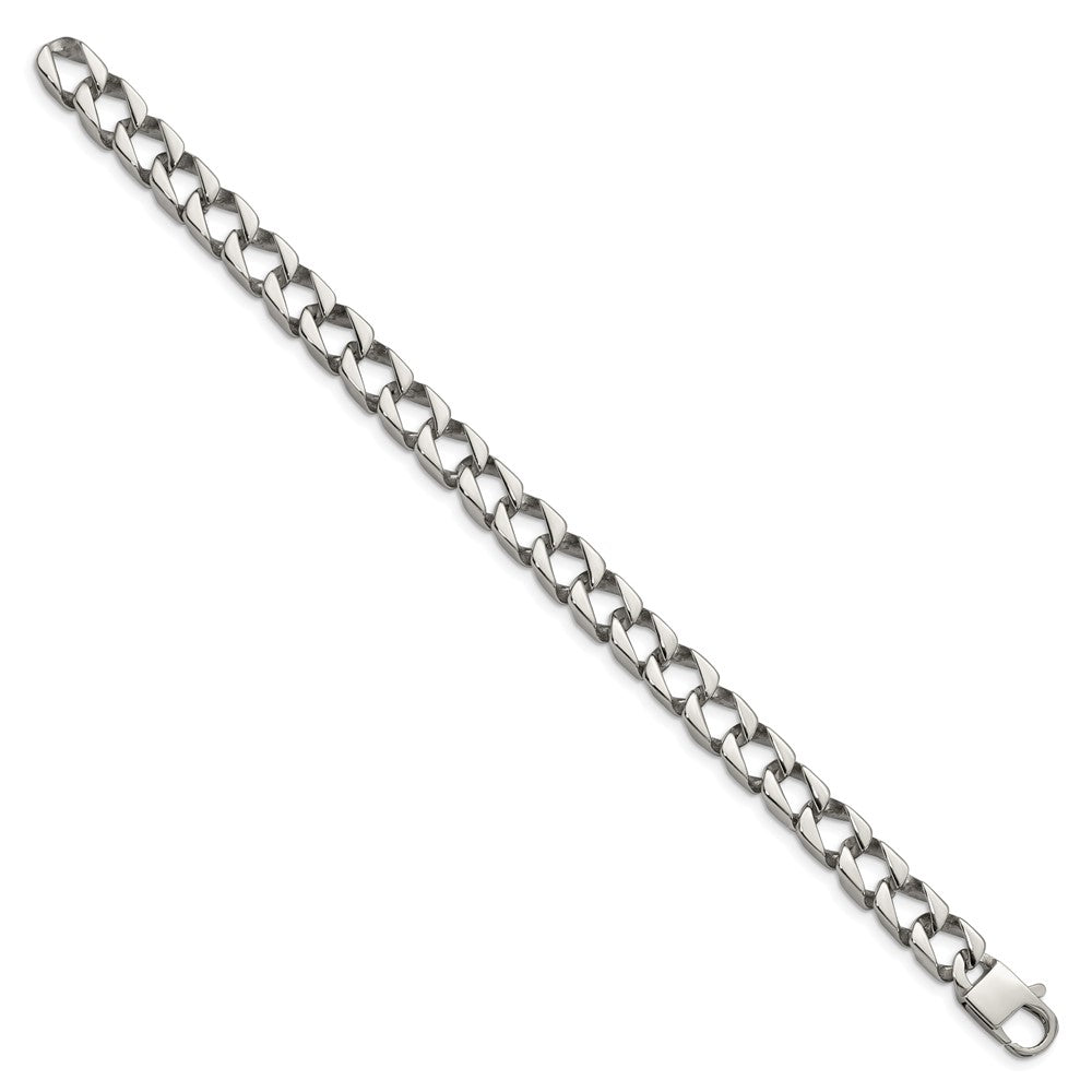 Stainless Steel Polished Square Link 8.5in Bracelet 8.5 inches