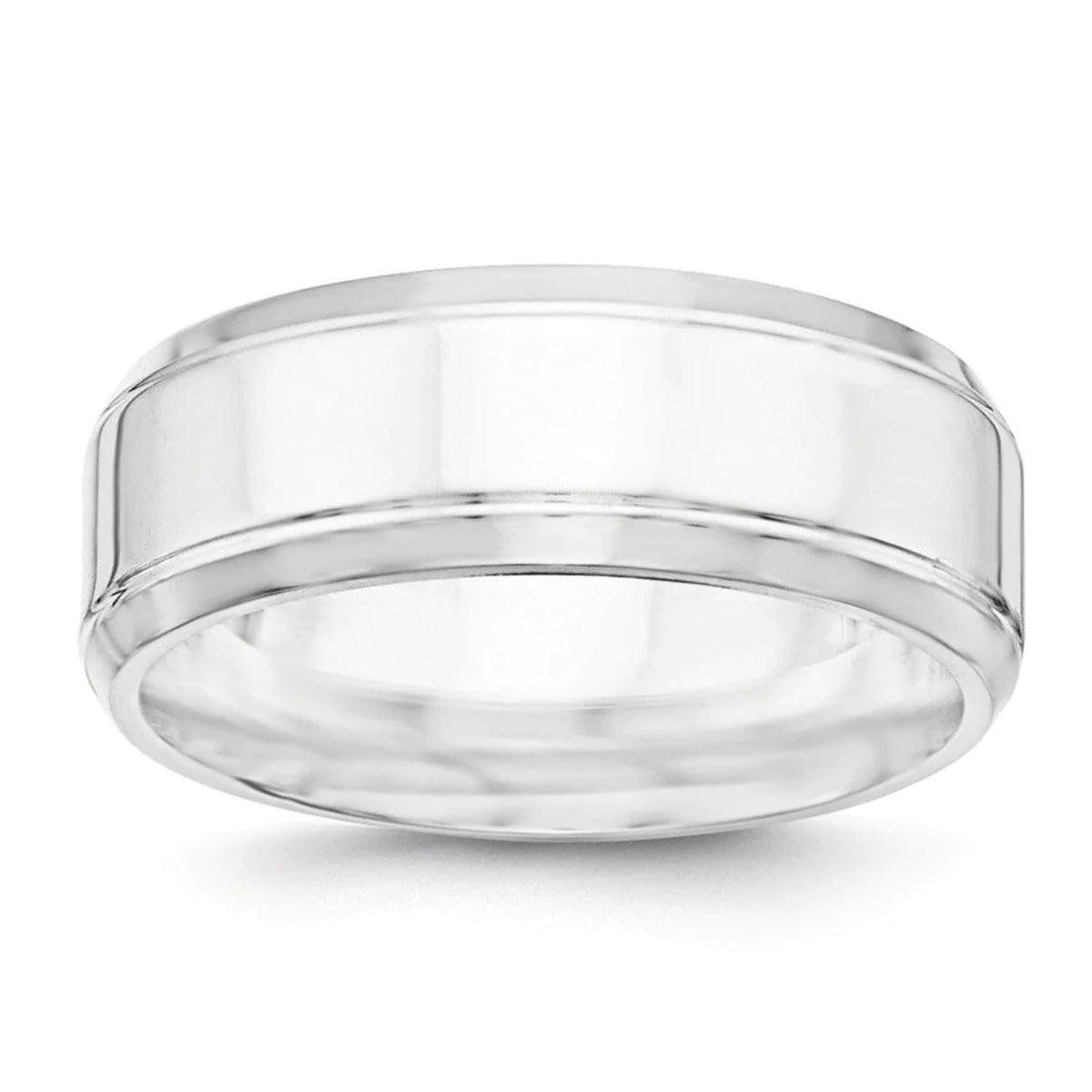Sterling Silver 6mm Polished Flat Milgrain Beveled Edge Fancy Band Size 7.5