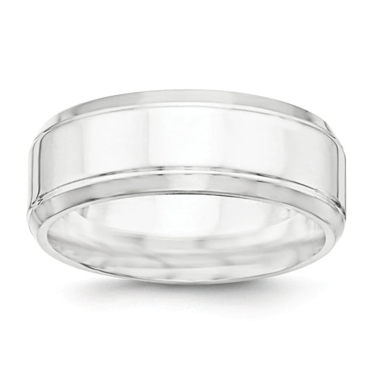 Sterling Silver 6mm Polished Flat Milgrain Beveled Edge Fancy Band Size 7.5