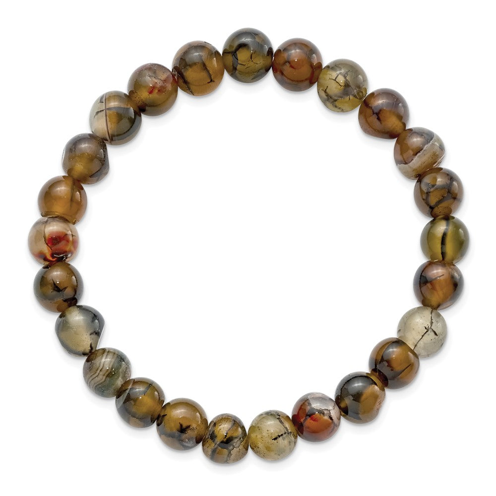Beaded Stretch Black and Yellow Agate Bracelet 6.75 inches