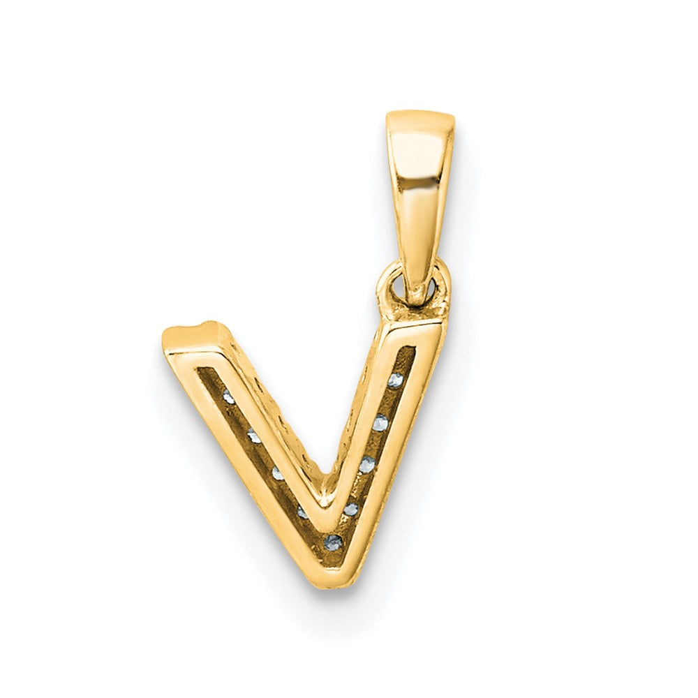 14K  Diamond Letter V Initial with Bail Pendant