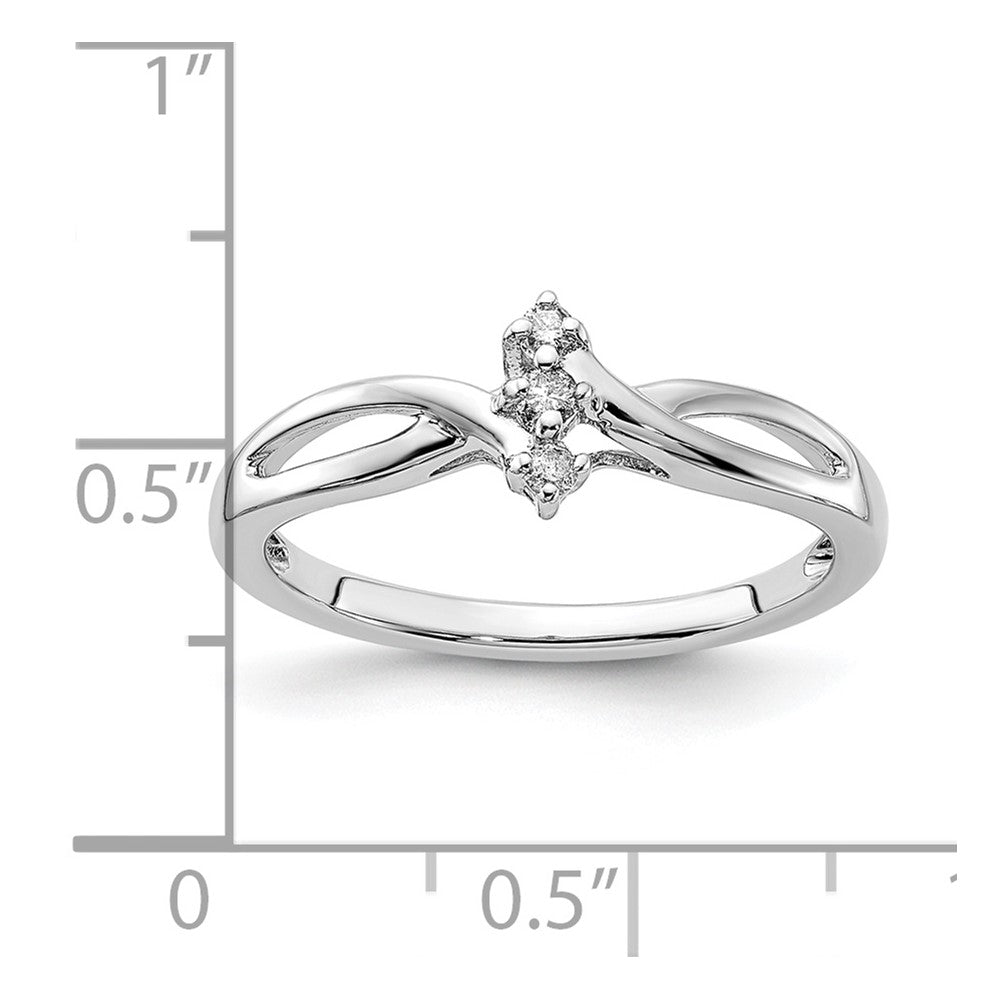 10k White Gold Polished Twisted 3 Stone Diamond Ring