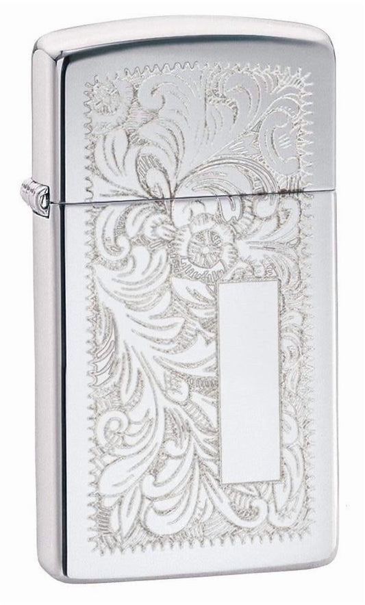Zippo Slim High Polish Chrome Venetian Pocket Lighter