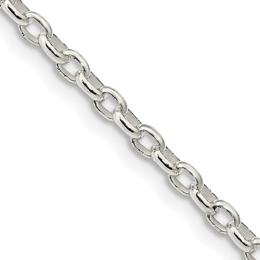 Sterling Silver 2.75mm Oval Fancy Rolo Chain 18 Inches