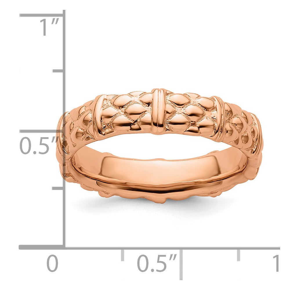 Sterling Silver Stackable Expressions Pink-plated Ring Size -6
