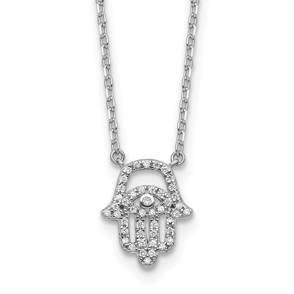 Sterling Shimmer Sterling Silver Rhodium-plated CZ 45 Stone 16 inch with 2 inch extender Chamseh Necklace 16 Inches