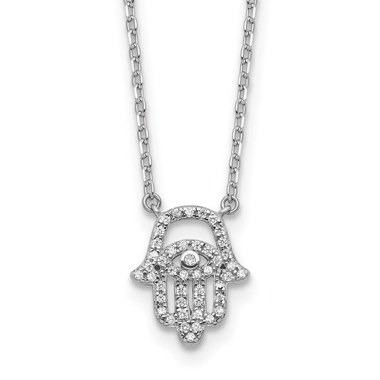 Sterling Shimmer Sterling Silver Rhodium-plated CZ 45 Stone 16 inch with 2 inch extender Chamseh Necklace 16 Inches