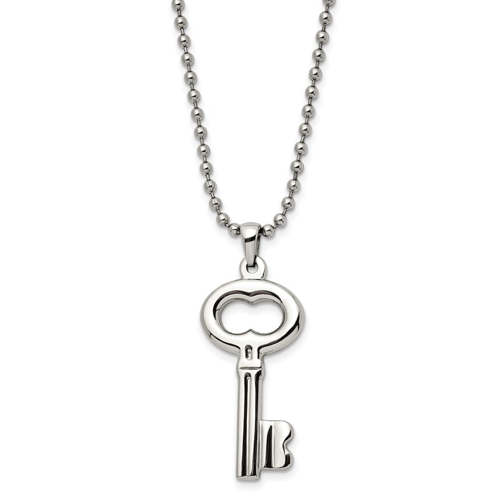 Stainless Steel Polished Key 24in Necklace