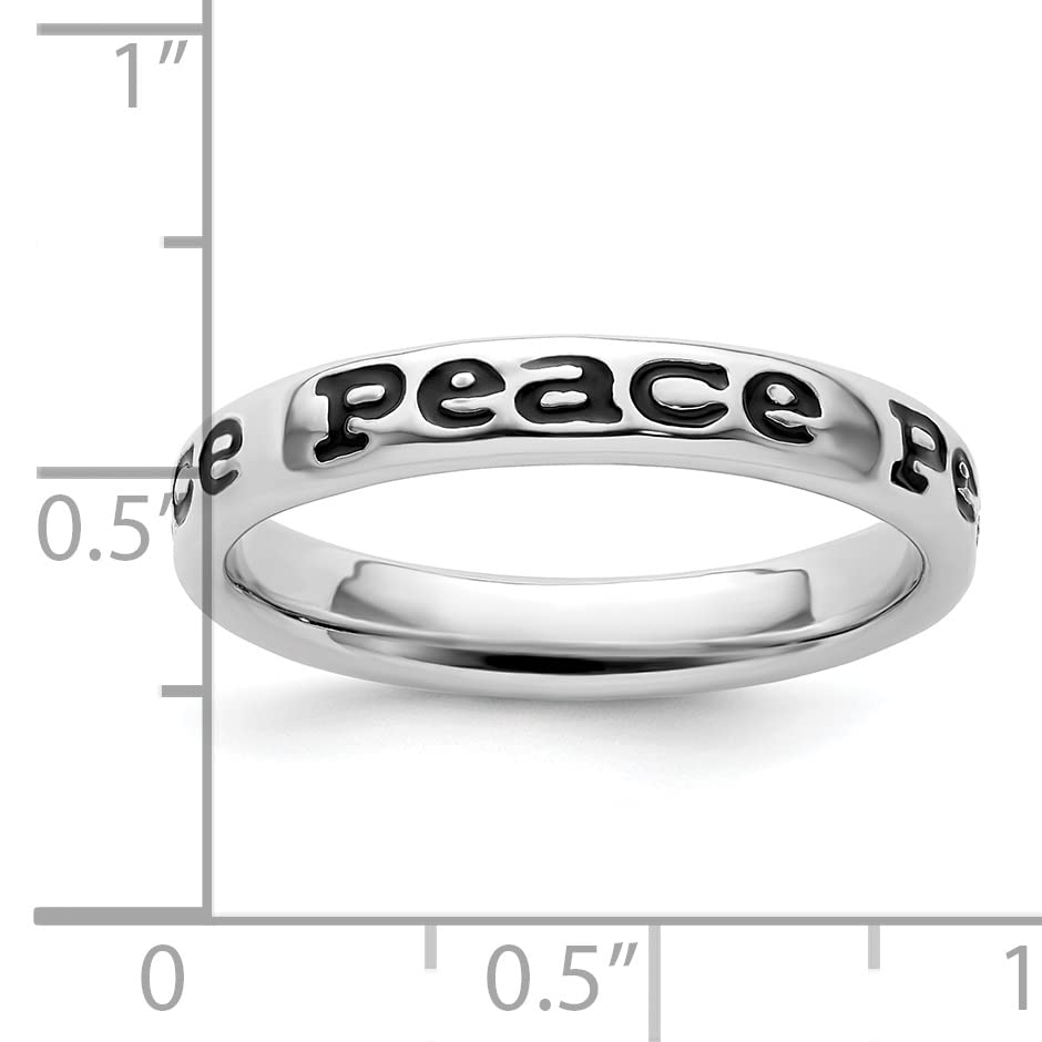 Sterling Silver Stackable Expressions Polished Enameled Peace Ring Size -8