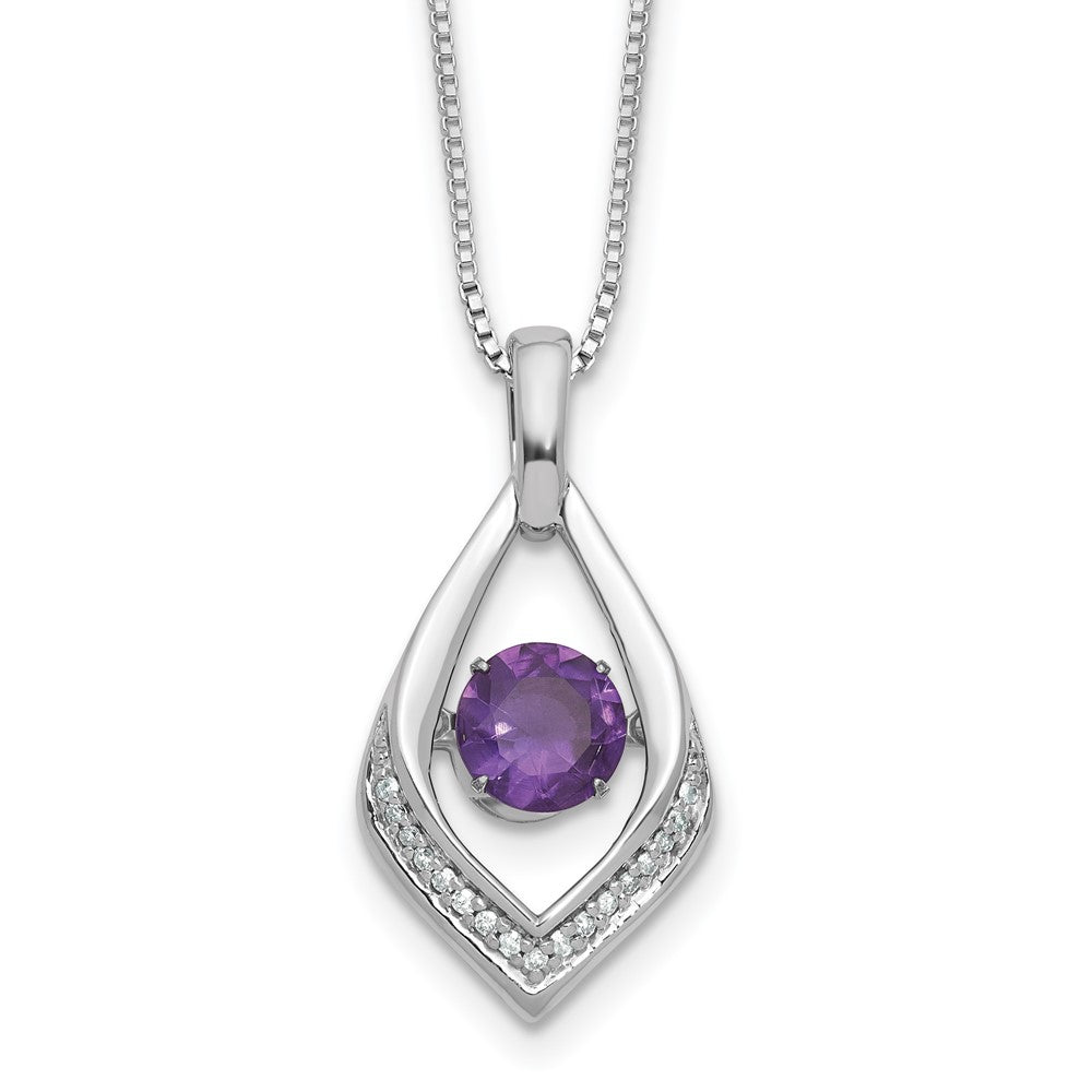 Sterling Silver Amethyst and Diamond 18 Necklace