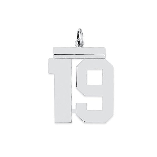 Sterling Silver/Rhodium-plated Polished Number 19 Charm Q-QPL19