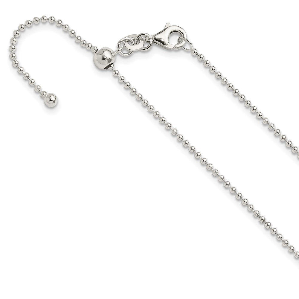 Sterling Silver Polished Beaded Adjustable Necklace 24 Inches