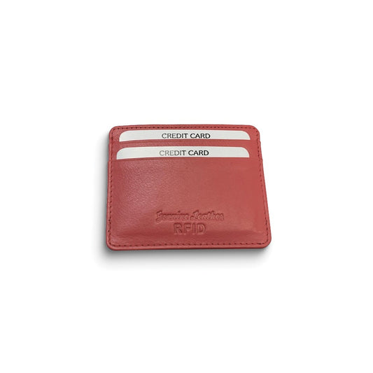 Pink Genuine Cowhide Leather RFID Blocking 6-Card Slim Wallet