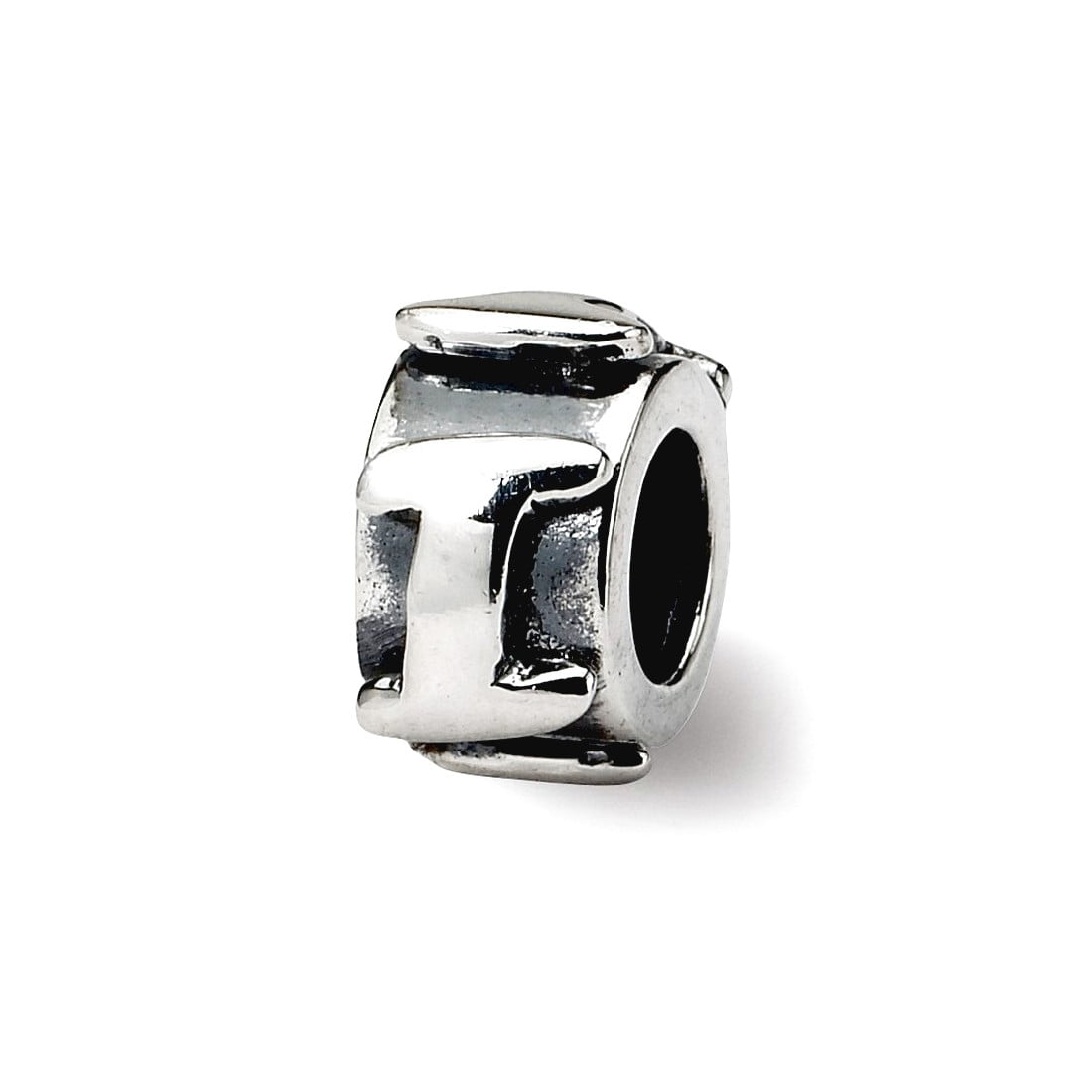 925 Sterling Silver Polished Artisan Oxidized Reflections Letter Name Personalized Monogram Initial I Message Bead Charm